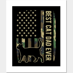 Best Cat Dad Camouflage American Flag Fathers Day Gift Posters and Art